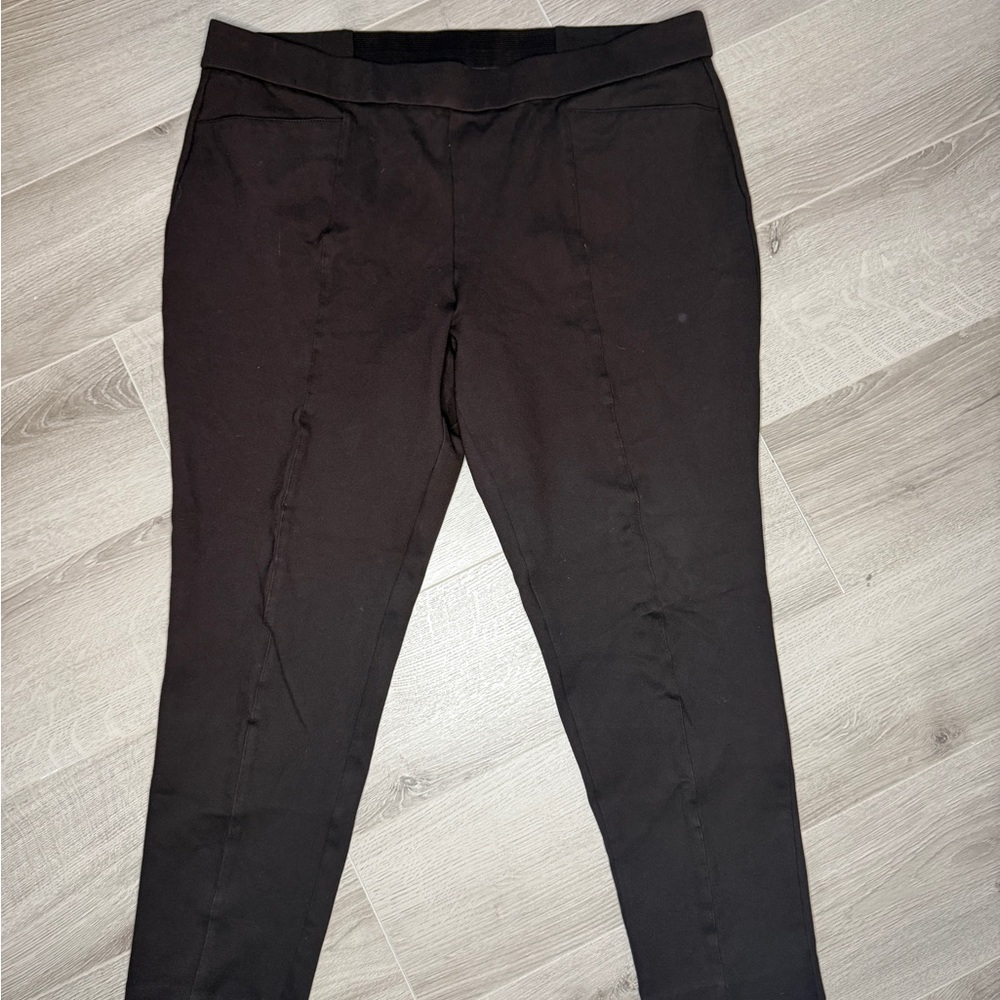 Anne Klein Brown Pull-On Slim Ankle Pants Elastic Waist Lined